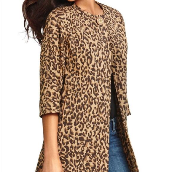 Carol Anderson by Invitation Animal Print Pockets Longer Duster Jacket Size XS - Picture 13 of 13